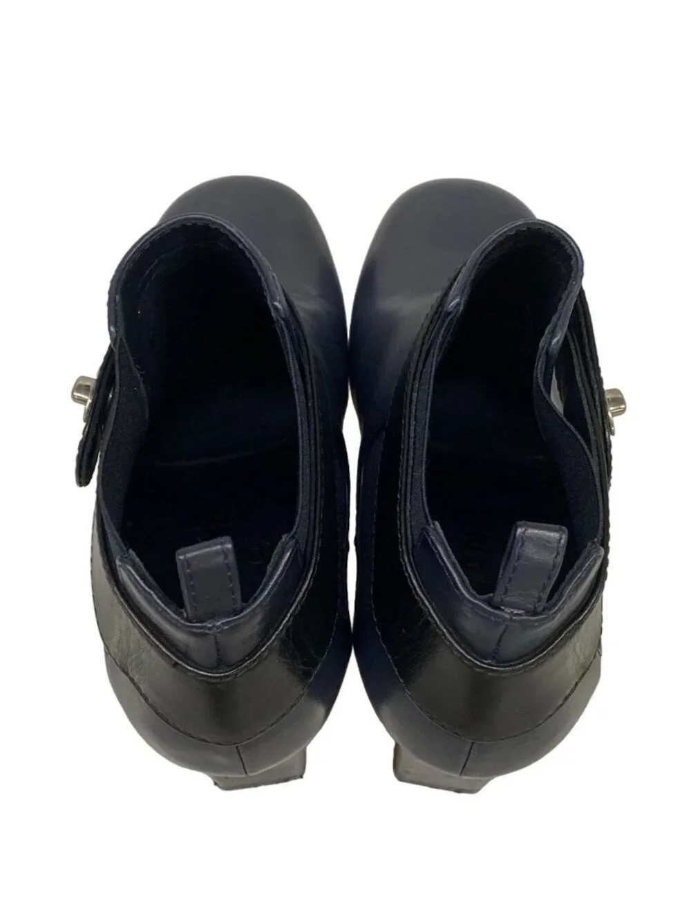 Chanel Booties 35 C Navy Black Side Gore CC Logo Leather Boot